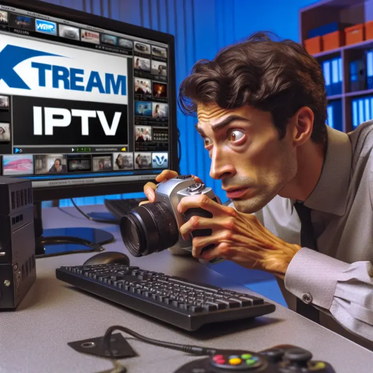 Xtream IPTV-interface met live tv-kanalen, films en series op een smart tv-scherm met afstandsbediening