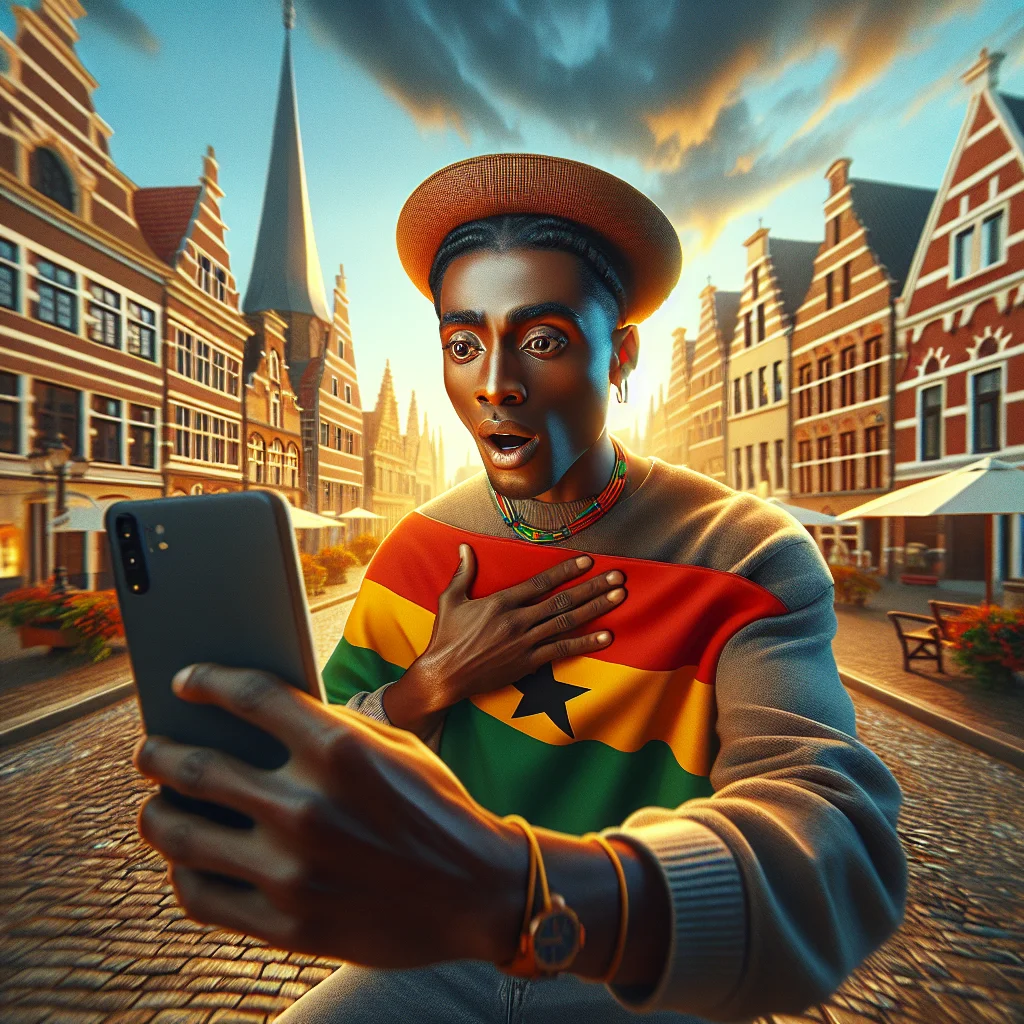 Persoon gebruikt IPTV Ghana-dienst op smart TV, genietend van Ghanese zenders en live-uitzendingen thuis