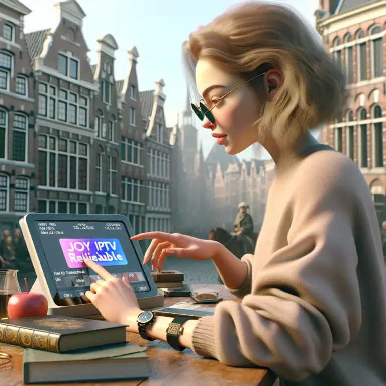 Joy TV IPTV-interface met streamingkanalen en programmagids op een smart TV-scherm voor online televisiekijken