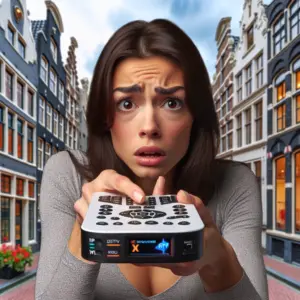 Moderne reproductor IPTV-interface met kanaallijst en livestream op een smart TV voor het streamen van digitale televisie