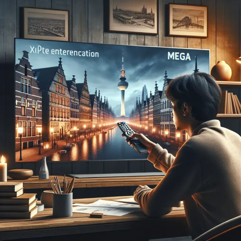 IPTV Mega streaming dienst interface met kanaaloverzicht en entertainment opties voor digitale televisie