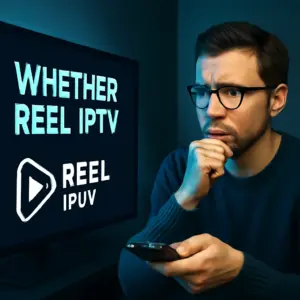 Reel IPTV streaming interface met kanaallijst en video-on-demand content op smart TV scherm