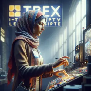 TRex IPTV streaming service interface met kanalen en entertainment opties voor digitale televisie kijken